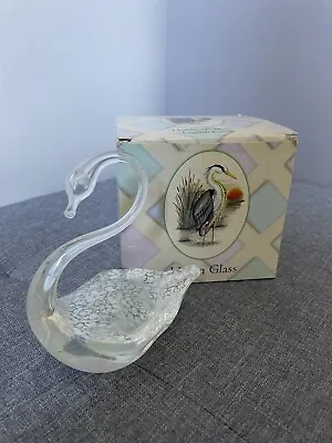 £4 • Buy Iridescent Heron Glass Swan Boxed