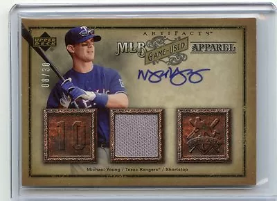 2006 Mlb Artifacts #mlb-my Michael Young Autograph Jersey #8/30 Texas Rangers • $35.96