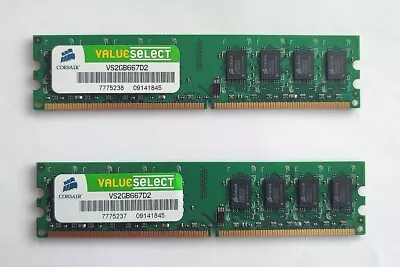 2 X Corsair 2GB DDR2 667MHz PC2-5300 SDRAM • £20