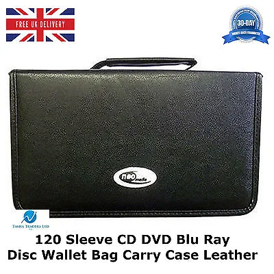 4 X  120 Sleeve CD DVD Blu Ray Disc Wallet Holder Bag Storage Carry Case Leather • £31.99