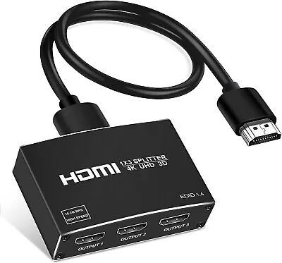 4K HDMI Splitter 1 In 3 Out 【with 3.9 FT HDMI Cable】 1×3 HDMI Splitter Support • $10.99