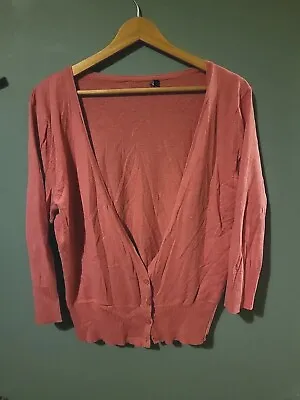 Next Size 18 Pink V Neck Cardigan (1023/52) • $5.05