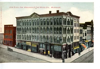 Iron Block Building-Aerial View-Stores-Milwaukee-Wisconsin-Vintage Postcard • $8.50