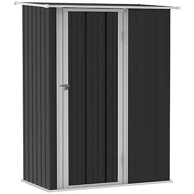 Outsunny Garden Storage Shed With Lockable Door Sloped Roof For Bike Grey • £154.99