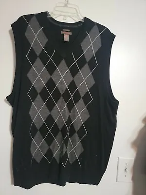 Dockers Sweater Vest Black And Gray Argyle V-Neck Comfort Touch XXL Size Acrylic • $15