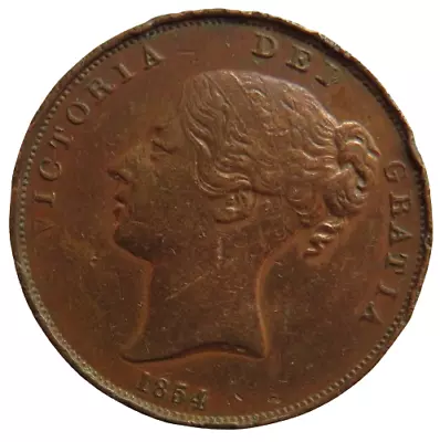 1854 Queen Victoria Young Head One Penny Coin - Great Britain • £17.95