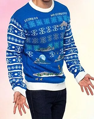 $19.38 • Buy SPACE INVADERS Ugly Christmas Sweater SZ S Blue Vtg Video Game Atari SNOWFLAKE