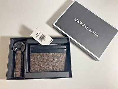 Michael Kors Brown Credit Card Wallet With Matching Key Ring Fob • $29.71