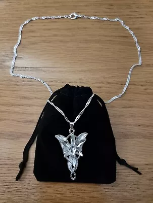 Lord Of The Rings Silver ARWEN EVENSTAR Necklace Pendant Hobbit LoTR + Gift Bag • £8.99