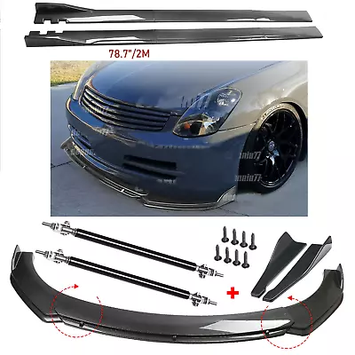 For Infiniti G35 G37 Carbon Fiber Front Bumper Rear Splitter Spoiler Side Skirt • $169.99