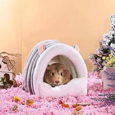 Guinea Pig BedWinter Warm Cozy House Hideout Cage Nest Accessories For Dwarf R • £8.54