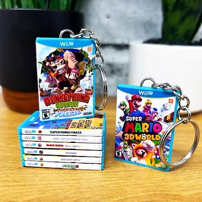 Mini Wii U Game Case Keychains Miniature Nintendo Wii U Cover Art Gamer Gift • $7.49