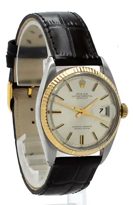 $3750 • Buy Mens Vintage ROLEX Oyster Perpetual Datejust 36mm Silver Dial 2 Tone Gold Watch