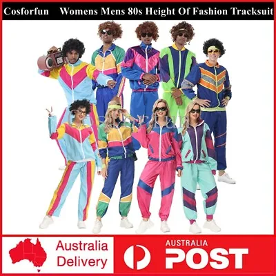 Unisex 80s Costume Retro Neon Height Fashion Scouser Tracksuit 1980s Shell Suits • $46.45