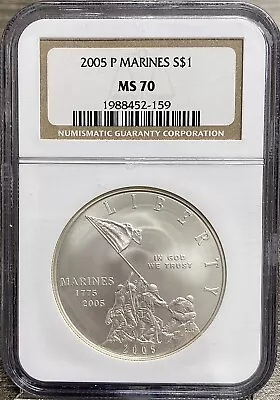 2005 P Marine Corps Commemorative Silver Dollar NGC MS70  • $43