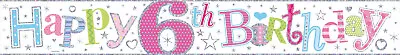£1.99 • Buy 6th Birthday Girl Pink Banner/ Age 6 Girl Pink Birthday Party Decoration (SE)