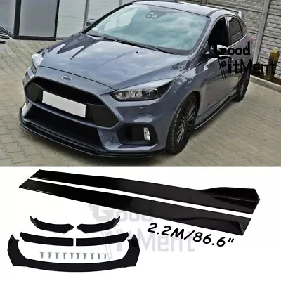 For Ford Focus Front Bumper Chin Lip Splitter Spoiler Body Kit+Side Skirt Black • $104.46