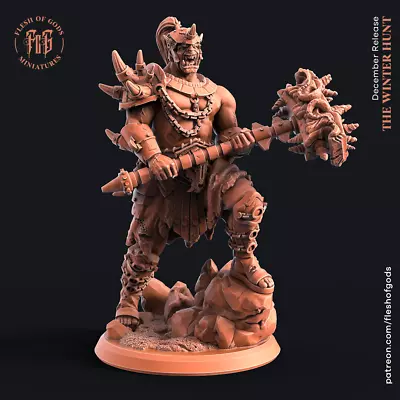 3D Printed - Resin - Half Orc Barbarian - Miniatures - Flesh Of Gods • £7