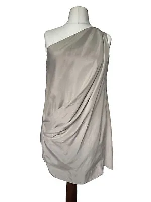 Acne Acne Studios Grey Beige Atlantis Silk Mini Dress Size Small (Acne Size 36) • £119.99