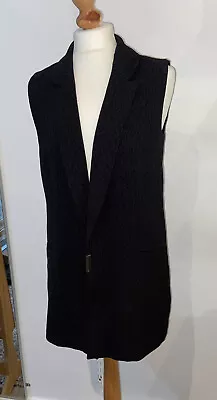 Warehouse Black Women’s Long Waistcoat Size 10 Textured Pattern Smart Casual • £9.99