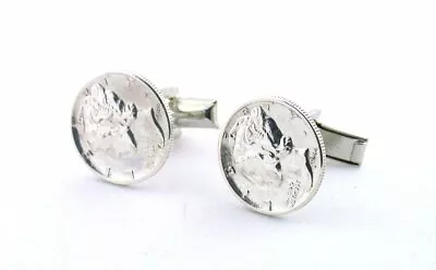 Bright Silver Mercury Dime 10 Cent Cufflink Handmade NEW OLD STOCK EBS8799 • $24.86