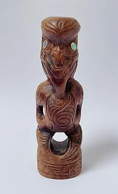 Vintage Maori Tekoteko Ancestral Tiki Figure Hand Carved Wooden Sculpture Hohepa • $123.53