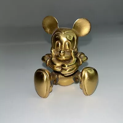 Rare Vintage DISNEY MICKEY MOUSE Gold Colored Figurine Hands On Mouth 2.5” • $29.95