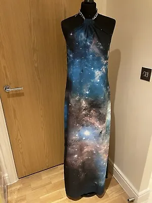 Women's Size 8 Long Dress Tall Galaxy Halter Neck Necklace Tall Long Ladies • £14.99