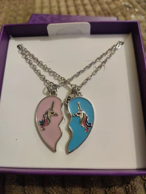 £5.99 • Buy 2 Pieces Unicorn Half Heart Couple Friend Necklace For Friendship Birthday Gifts