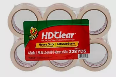 Duck HD Clear Heavy Duty Packing Tape Refill 6 Rolls 1.88 In X 54.6 Yd Brand New • $20.75