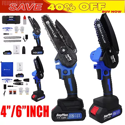 4/6 Inch Electric Cordless Chainsaw Battery Powered Chain Saw Pruning Shears DIY • $42.61