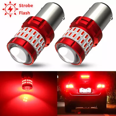 1157 LED Strobe Flashing Brake Stop Tail Parking Light Bulb Bright Red 2X Canbus • $13