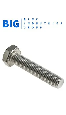Hexagon Head Screws A4 Stainless Steel Fully Threaded Bolts M6 M8 M10 M12 • £1.25