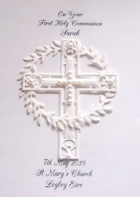 £3.79 • Buy Personalised Boy/Girl  White Baptism Christening Communion Or Confirmation Card 
