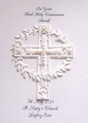 £3.79 • Buy Personalised Boy/Girl  White Baptism Christening Communion Or Confirmation Card 