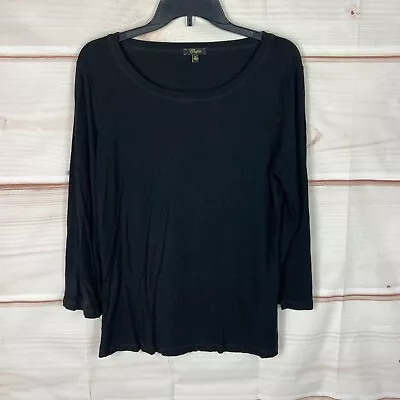 Cupio Top Womens XL Black 3/4 Sleeve Jersey Knit T-Shirt Scoop Neck Pullover • $12.99