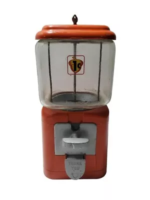 Oak MFG. Acorn 1 Cent Vintage Red Coin Operated Gumball Candy Machine 5228 • $180