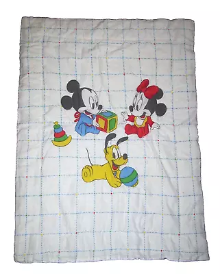 Vintage Disney Baby Mickey Mouse Minnie Pluto Ball Toys Crib Blanket Comforter • $61.56
