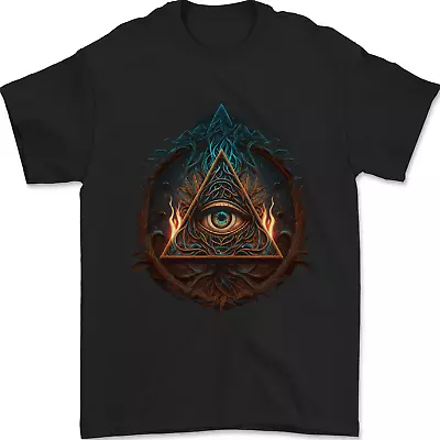 Illuminati Eye With Flames Conspiracy Fantasy Mens T-Shirt 100% Cotton • £8.49