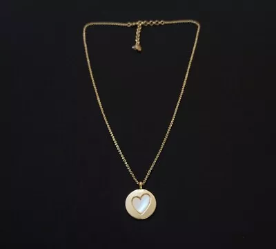 Lucky Brand Brass Mother Of Pearl Heart Pendant Necklace • $15