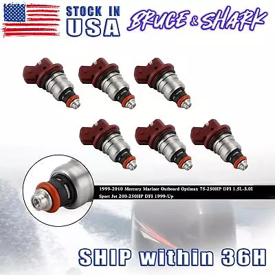 6PCS 75-90-115-200-225 Fuel Injectors 37001 For Mercury Outboard Mariner 804528 • $135.99