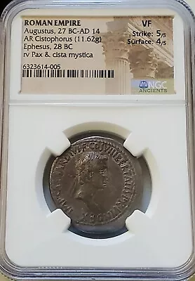 Roman Augustus Cistophorus PAX NGC VF Ancient Silver Coin Ephesus • $1200