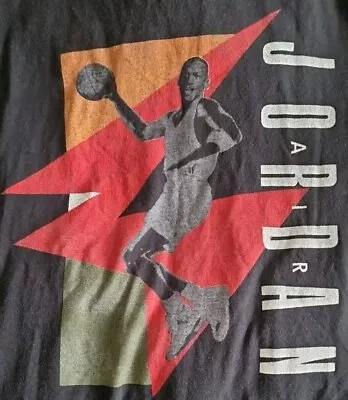 Vintage 90s Michael Jordan Nike Air Black Graphic T-shirt XL/oversized Original • £59