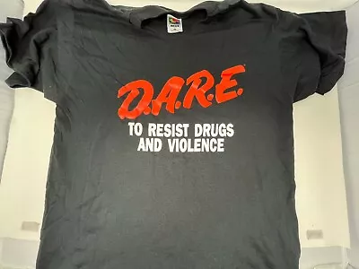 D.A.R.E. DARE To Resist Drugs And Violence Black T-Shirt Men's Large • $16