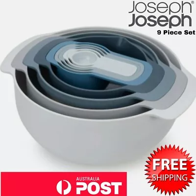 9pc Joseph Joseph Nest 9 Plus Compact Food Preperation Bowl/Sieve/Colander Sky • $92.95