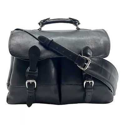 Vintage MULHOLLAND XL Leather Briefcase Travel Bag Business Luggage BLACK USA • $449.99