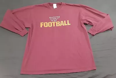 Virgina Tech University Shirt Mens XL Long Sleeve 2010 Maroon Effect FLAWED NCAA • $6.99