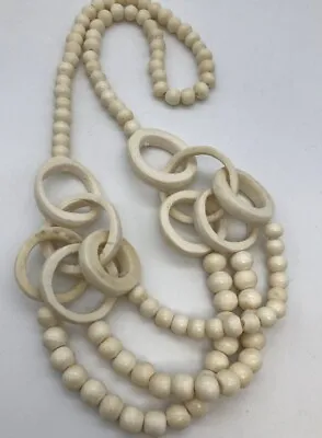 VINTAGE Bone Beaded Double Strand Necklace-15” Long • $50