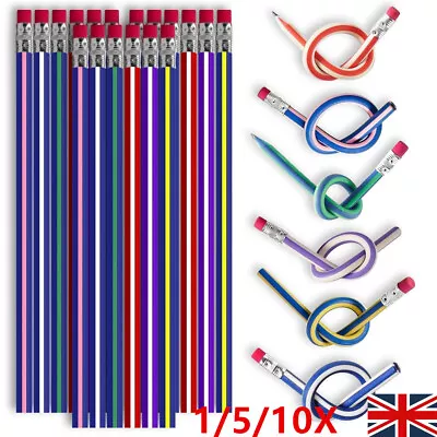 Soft Flexible Bendy Pencils 1-10pcs Magic Bend Kid Children School Fun Equipment • £3.77