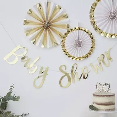 Gold Baby Shower Banner - Oh Baby Gold Foiled Baby Shower Bunting - Baby Shower  • £6.15